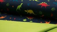 Luxury PRINTED Soft Shell Waterproof Breathable Fabric Material - DINO NAVY